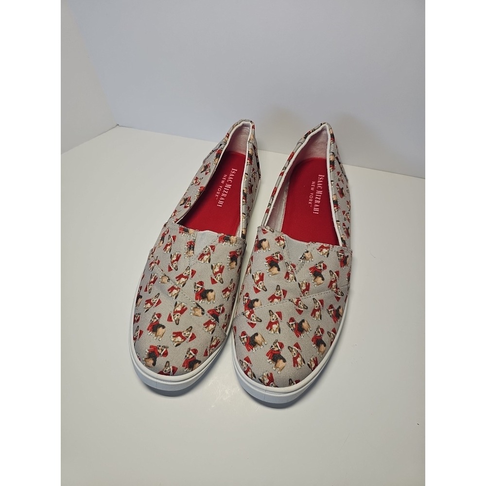 Isaac Mizrahi Corgi Dog Christmas Winter Shoes Women's Sz7.5 Slip-ons L14